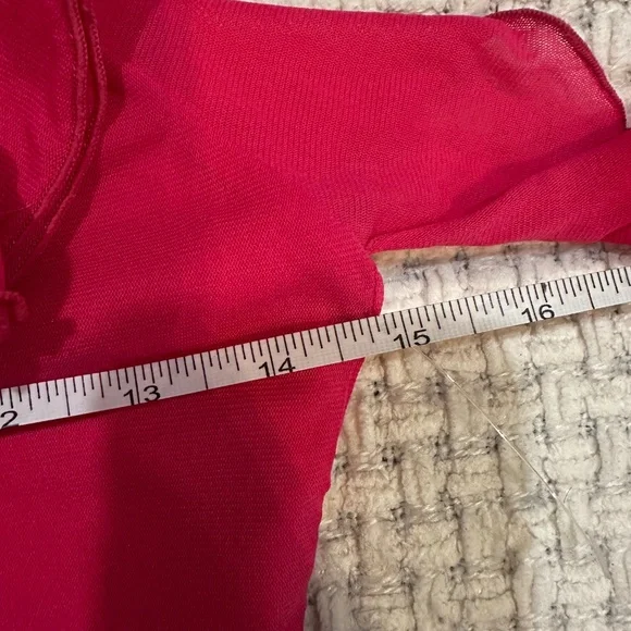 free people fuscia pink rose ruffle mesh tank top - Picture 7 of 8